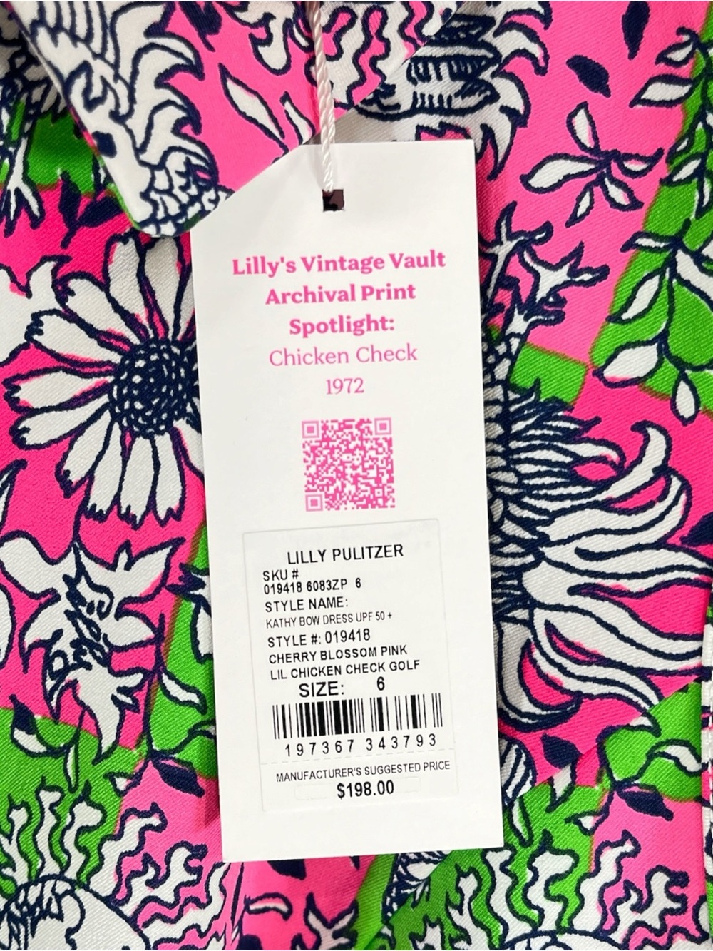 NWT Lilly Pulitzer UPF 50+ Luxletic Kathy Bow Golf Dress size 6 in Pink/Green - Picture 6 of 12